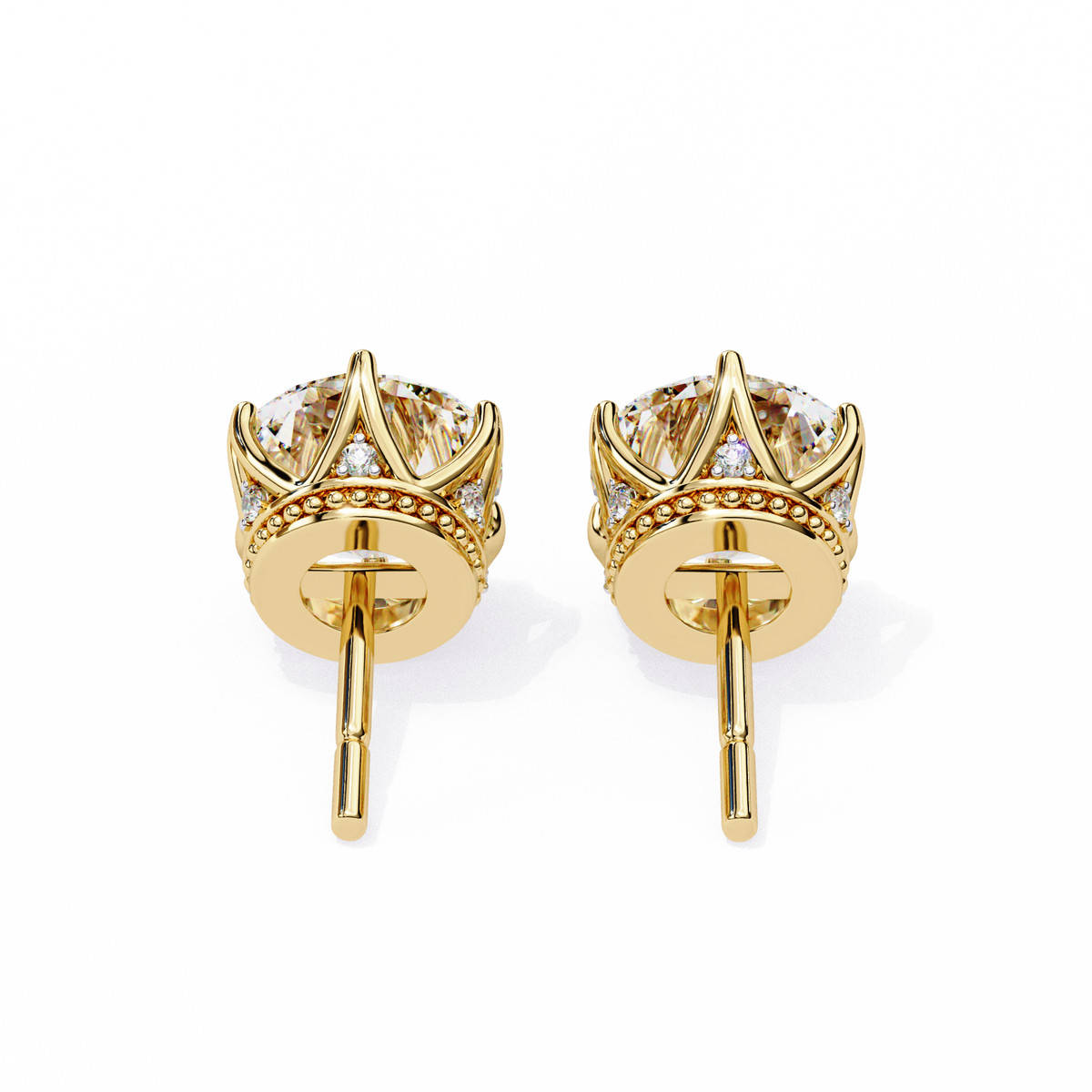 Vintage 2.62Ct Round Cut Diamond Unique 6 Prong Set Art Deco Solitaire Screw Back Stud Earring Gift For Her - HIGHCARAT DIAMONDS