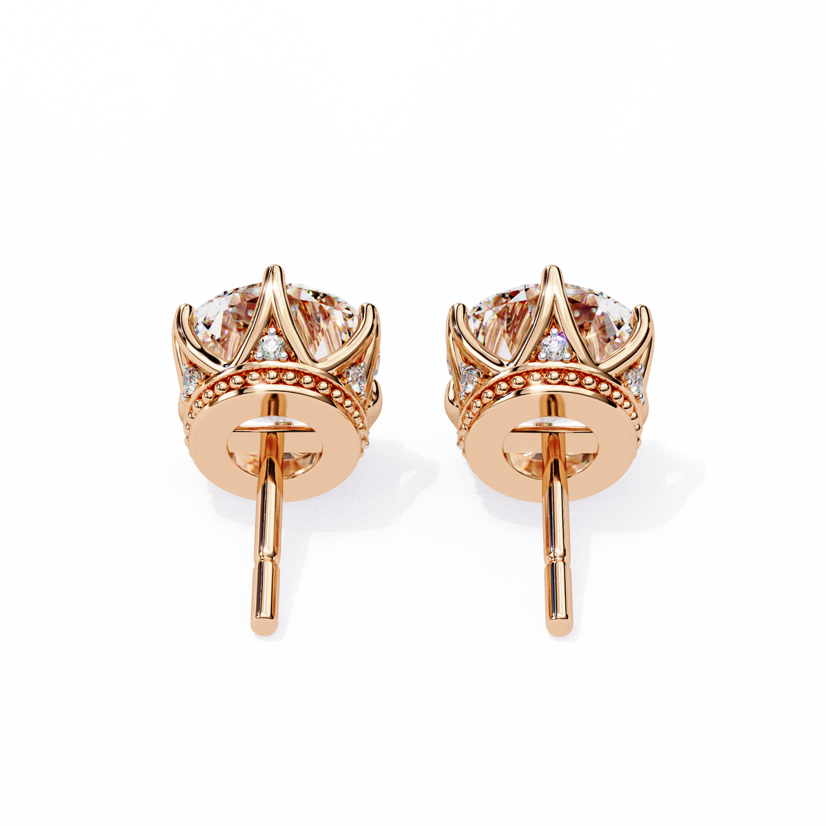 Vintage 2.62Ct Round Cut Diamond Unique 6 Prong Set Art Deco Solitaire Screw Back Stud Earring Gift For Her - HIGHCARAT DIAMONDS