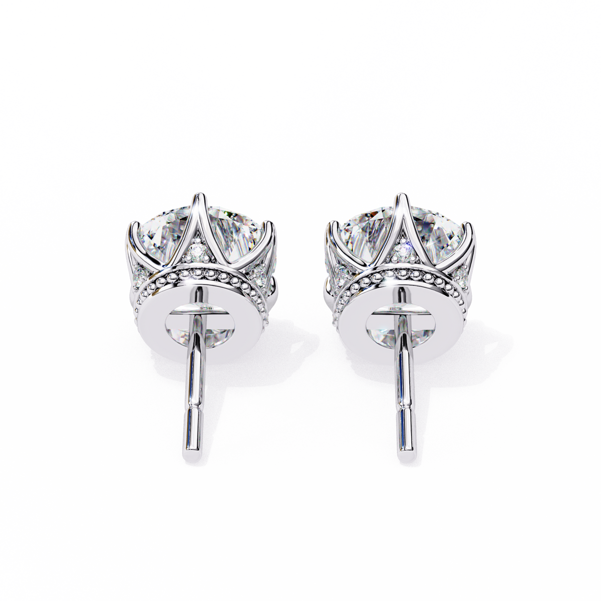 Vintage 2.62Ct Round Cut Diamond Unique 6 Prong Set Art Deco Solitaire Screw Back Stud Earring Gift For Her - HIGHCARAT DIAMONDS