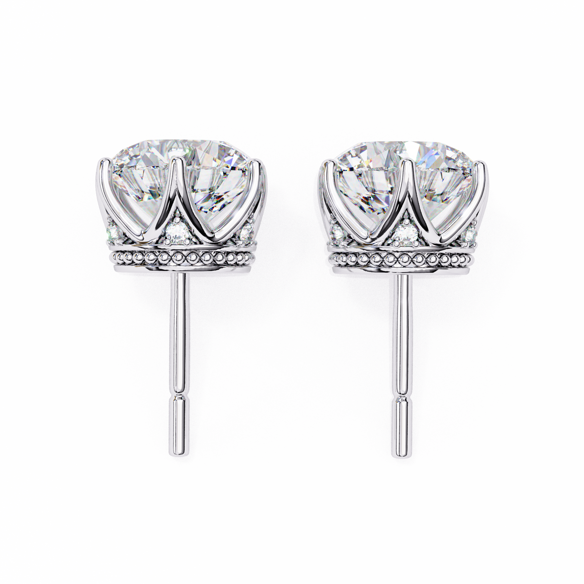 Vintage 2.62Ct Round Cut Diamond Unique 6 Prong Set Art Deco Solitaire Screw Back Stud Earring Gift For Her - HIGHCARAT DIAMONDS