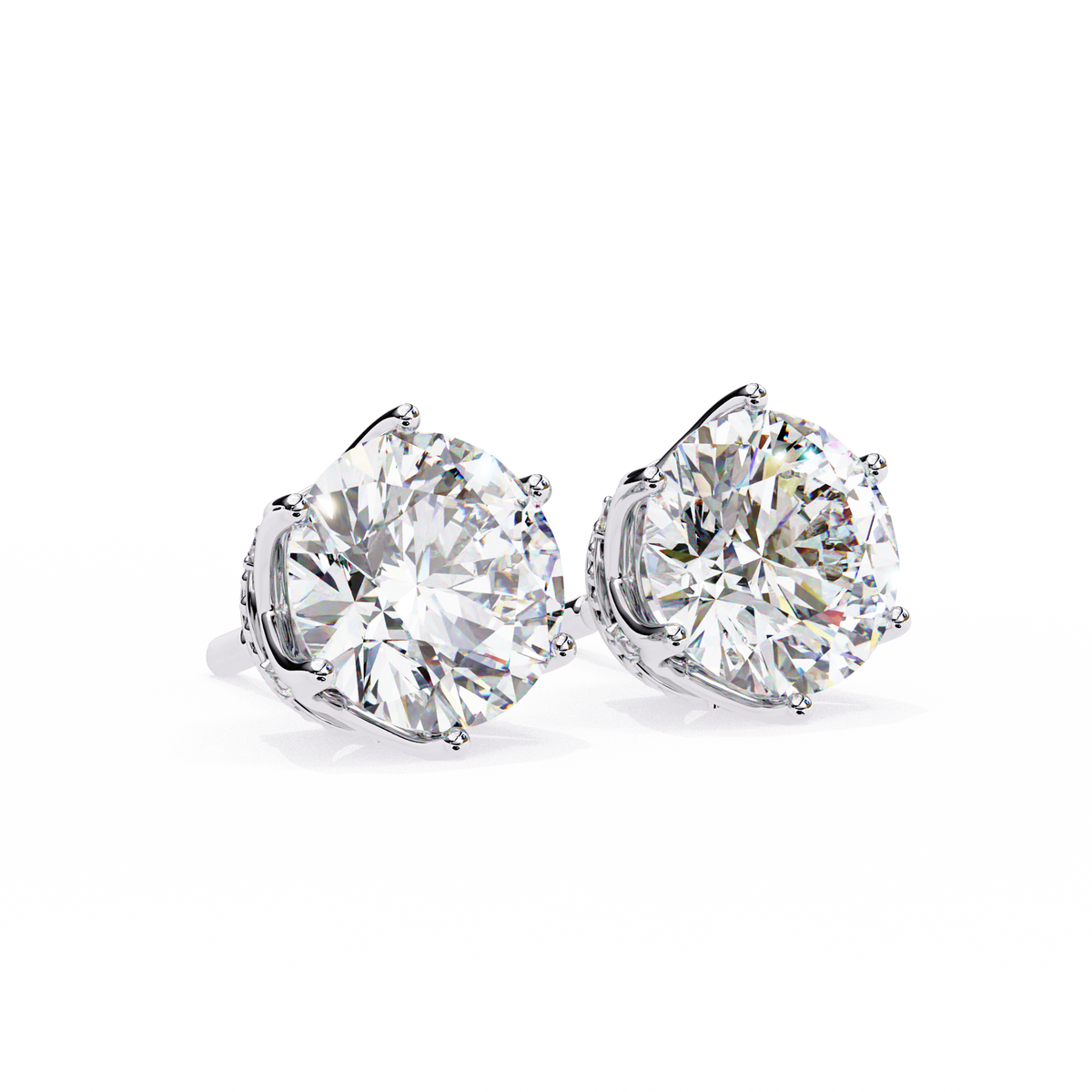 Vintage 2.62Ct Round Cut Diamond Unique 6 Prong Set Art Deco Solitaire Screw Back Stud Earring Gift For Her - HIGHCARAT DIAMONDS