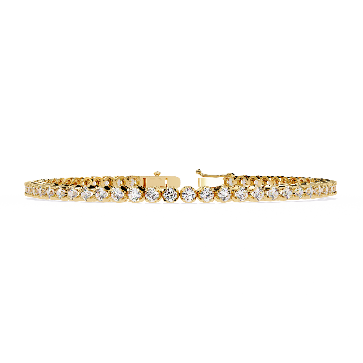 2.62Ct Round Cut Top Grade Diamond Unique Bezel Set Simple Delicate Cluster Tennis Bracelet Gift For Her - HIGHCARAT DIAMONDS