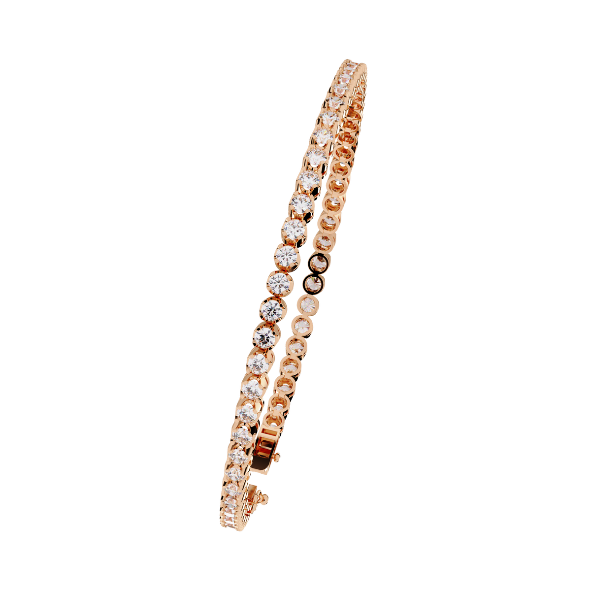2.62Ct Round Cut Top Grade Diamond Unique Bezel Set Simple Delicate Cluster Tennis Bracelet Gift For Her - HIGHCARAT DIAMONDS