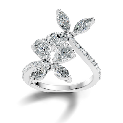 2.78Ct Pear, Marquise and Round Cut Diamond Minimalist Dainty Bypass Stunning Party Wear Ring For Women's - HIGHCARAT DIAMONDS