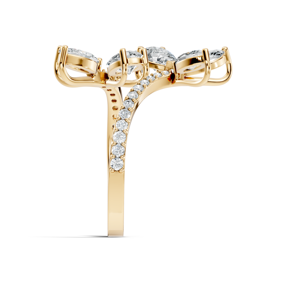2.78Ct Pear, Marquise and Round Cut Diamond Minimalist Dainty Bypass Stunning Party Wear Ring For Women's - HIGHCARAT DIAMONDS