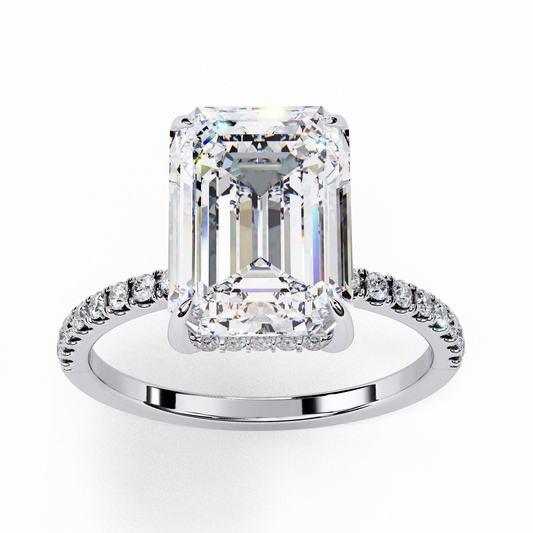 Handcrafted Women's Ring with Emerald and round Cut 2.80 Ct Lab Grown Diamond gift for her - HIGHCARAT DIAMONDS