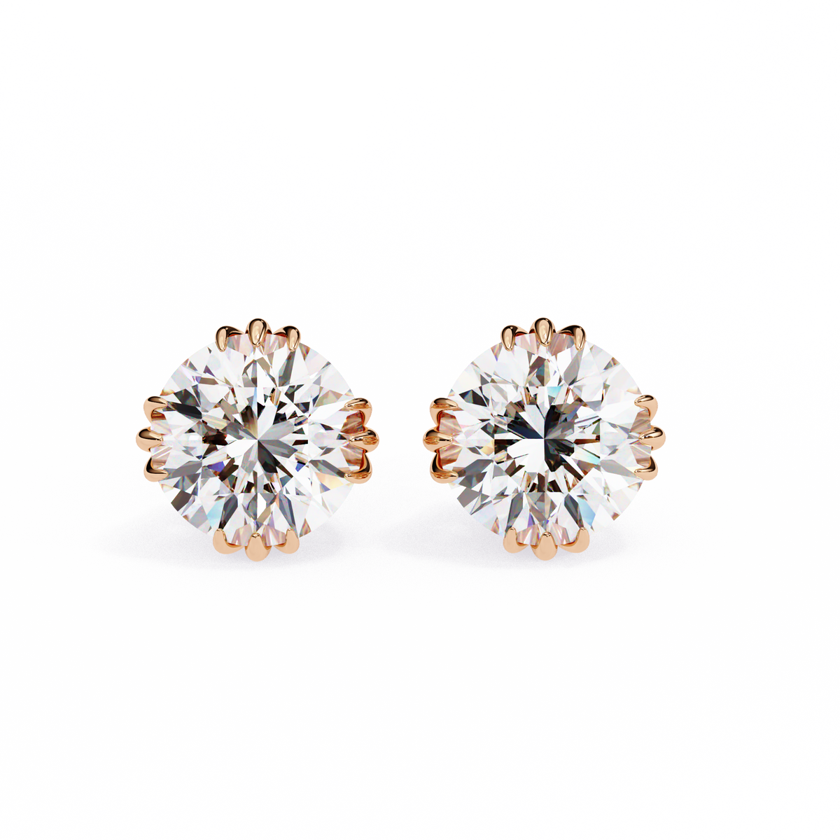 2.80Ct Round Cut Top Grade Diamond Minimalist Elegant Dainty Pave Set Push Back Stud Earring For Gift - HIGHCARAT DIAMONDS