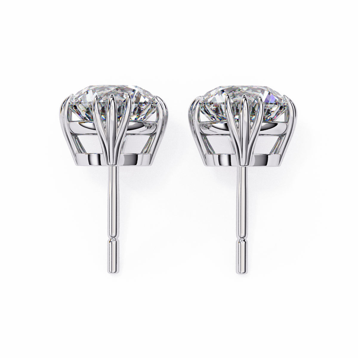 2.80Ct Round Cut Top Grade Diamond Minimalist Elegant Dainty Pave Set Push Back Stud Earring For Gift - HIGHCARAT DIAMONDS