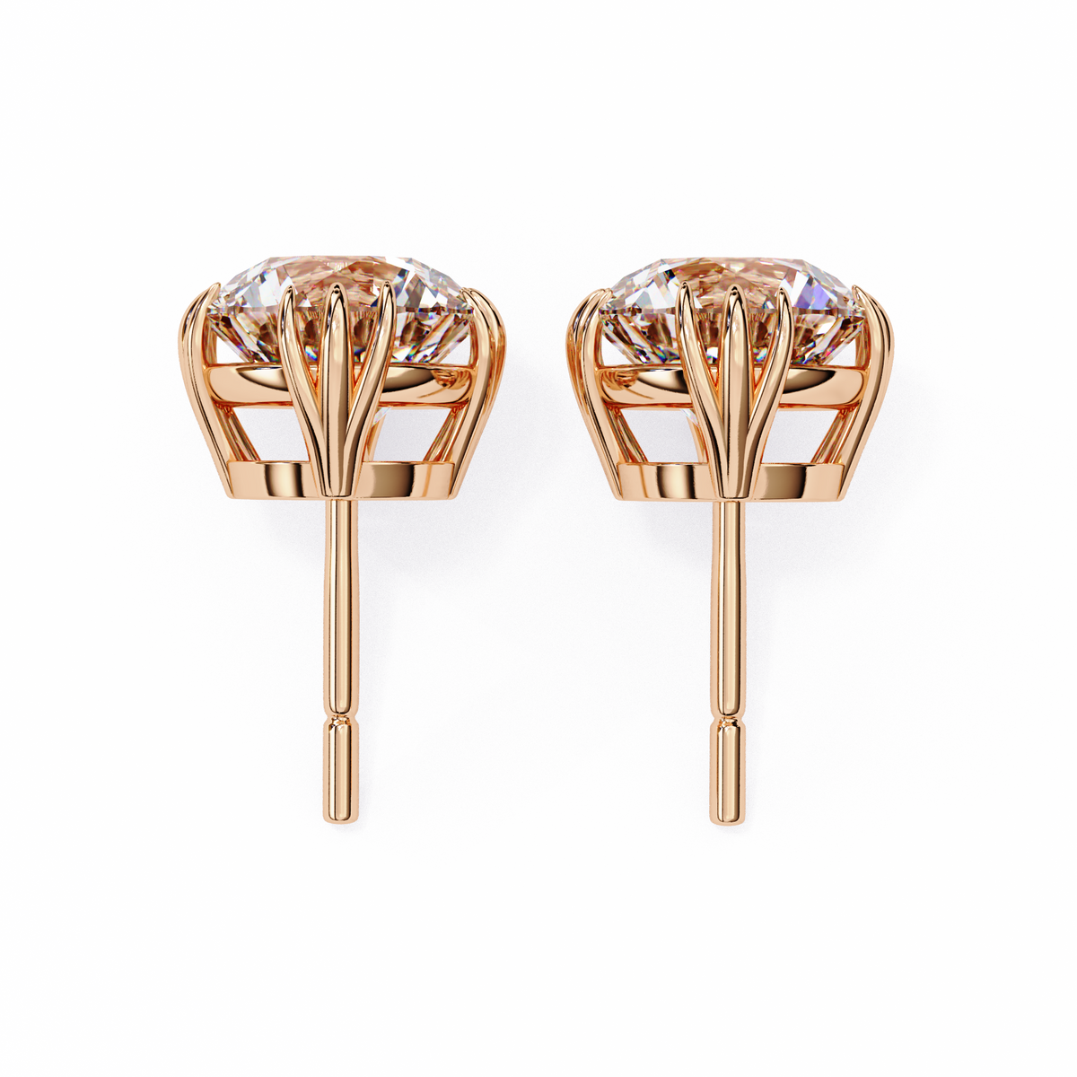2.80Ct Round Cut Top Grade Diamond Minimalist Elegant Dainty Pave Set Push Back Stud Earring For Gift - HIGHCARAT DIAMONDS