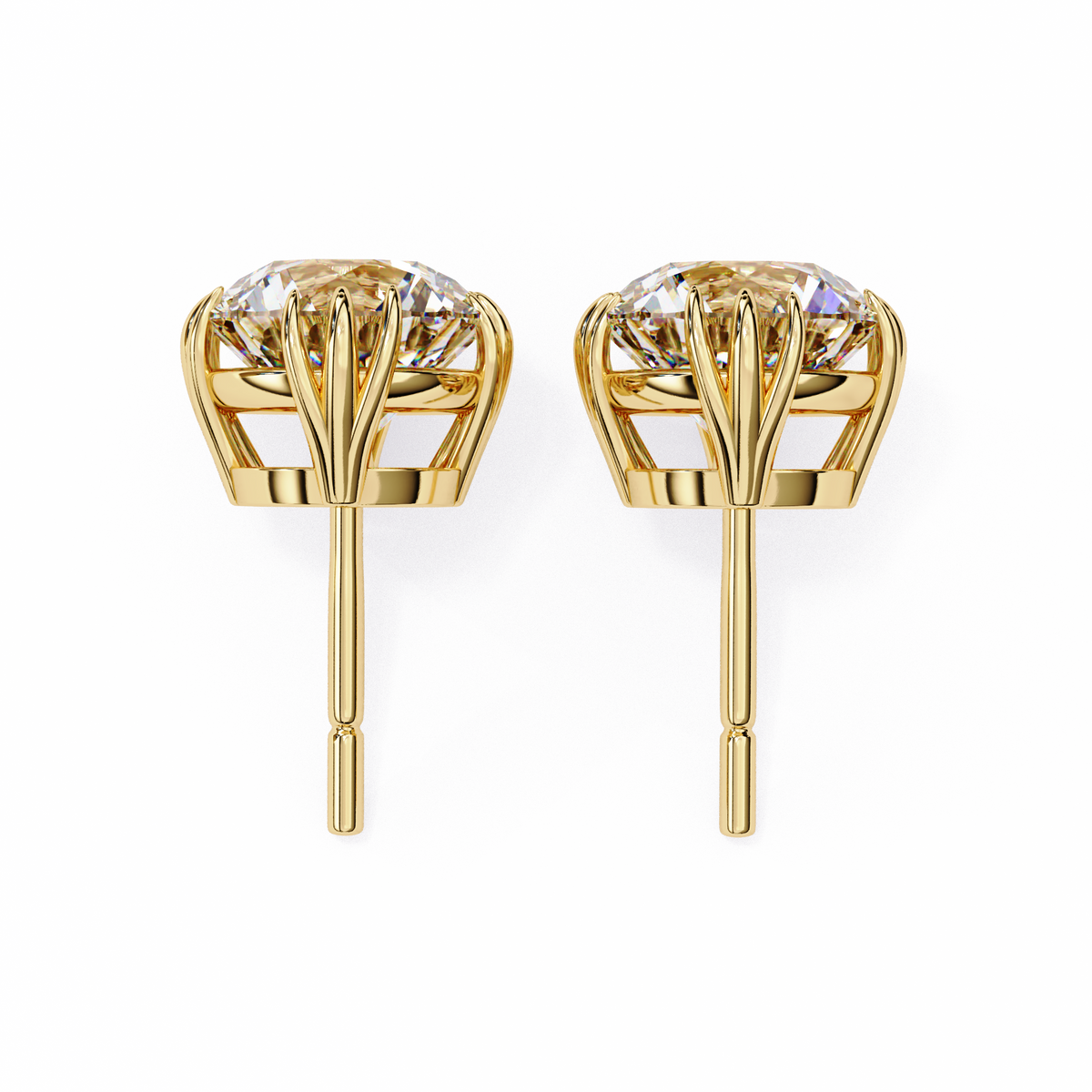 2.80Ct Round Cut Top Grade Diamond Minimalist Elegant Dainty Pave Set Push Back Stud Earring For Gift - HIGHCARAT DIAMONDS