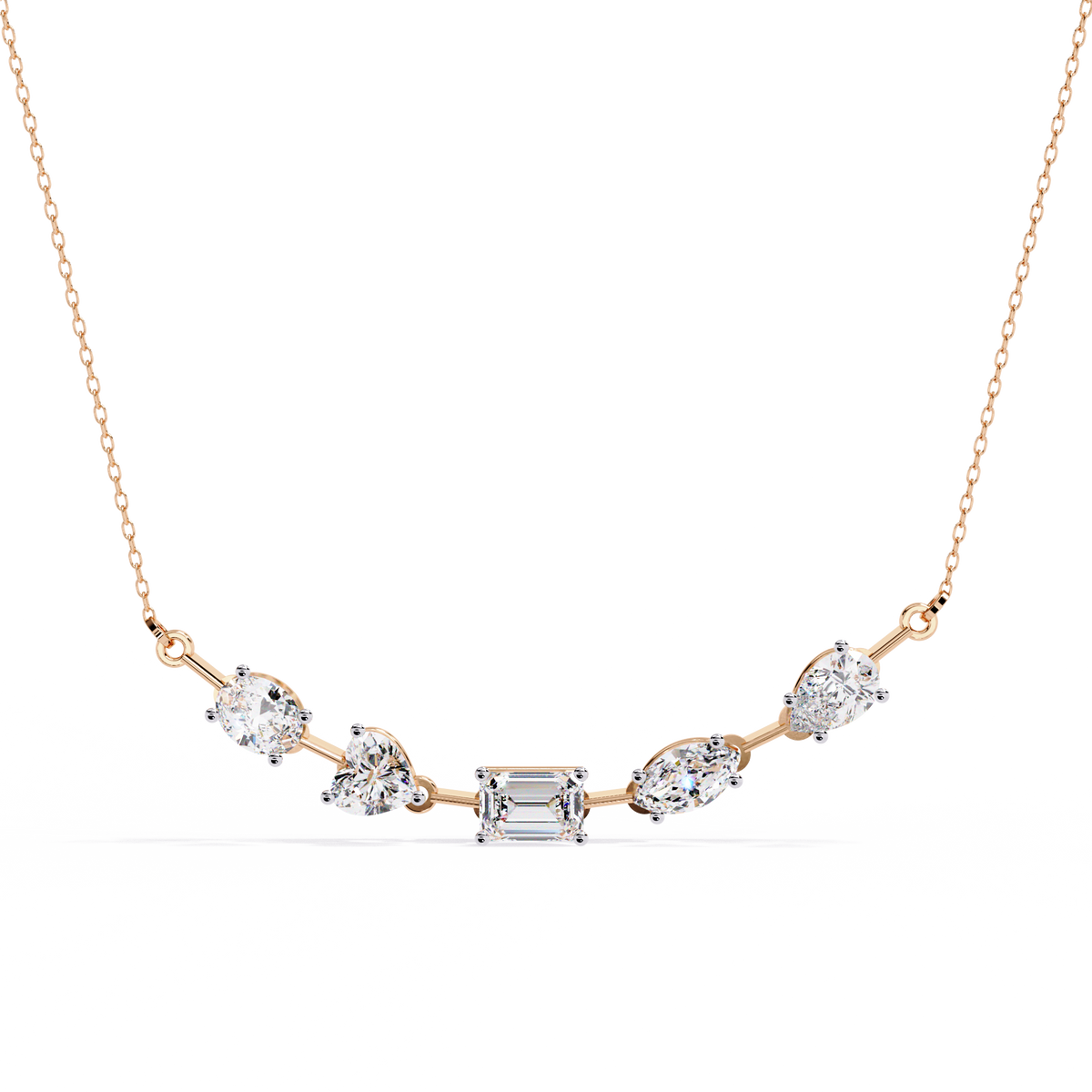 2.81 Ct Multi Shape Lab Grown 14k White Gold Minimalist Dainty Necklace Gift For Her - HIGHCARAT DIAMONDS