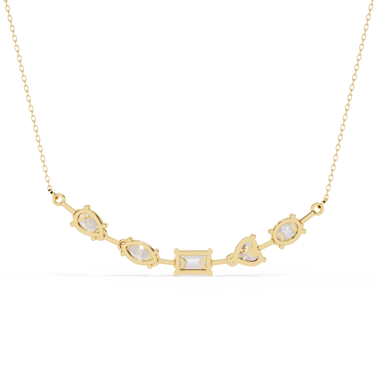 2.81 Ct Multi Shape Lab Grown 14k White Gold Minimalist Dainty Necklace Gift For Her - HIGHCARAT DIAMONDS