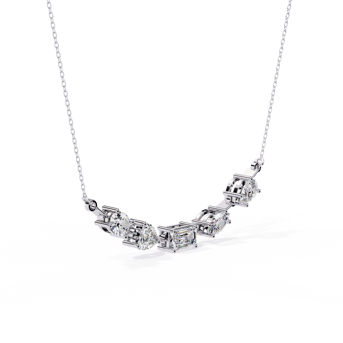 2.81 Ct Multi Shape Lab Grown 14k White Gold Minimalist Dainty Necklace Gift For Her - HIGHCARAT DIAMONDS