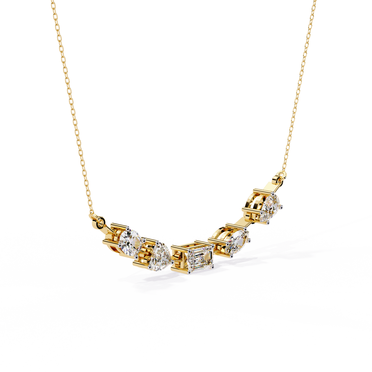 2.81 Ct Multi Shape Lab Grown 14k White Gold Minimalist Dainty Necklace Gift For Her - HIGHCARAT DIAMONDS