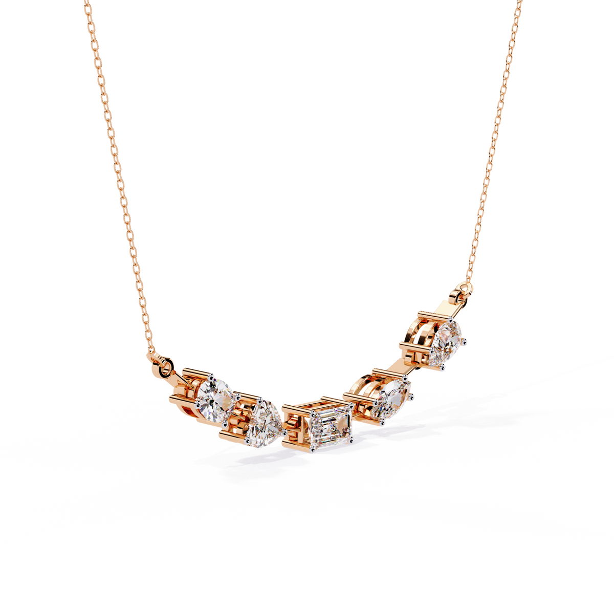 2.81 Ct Multi Shape Lab Grown 14k White Gold Minimalist Dainty Necklace Gift For Her - HIGHCARAT DIAMONDS