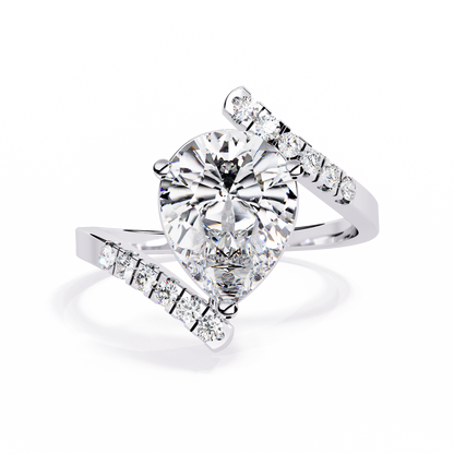 2.81Ct Pear And Round Cut Diamond Elegance Dainty Vintage Sparkling Statement Party Wear Ring For Her - HIGHCARAT DIAMONDS