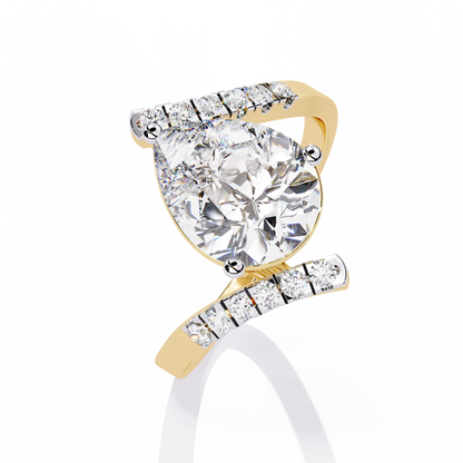 2.81Ct Pear And Round Cut Diamond Elegance Dainty Vintage Sparkling Statement Party Wear Ring For Her - HIGHCARAT DIAMONDS