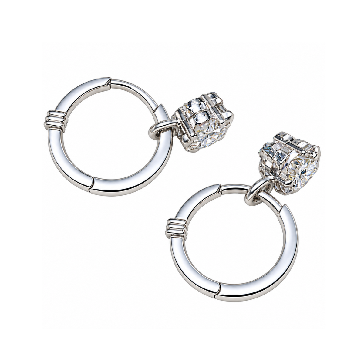Floral And Round Diamond Drop Earrings in White Gold