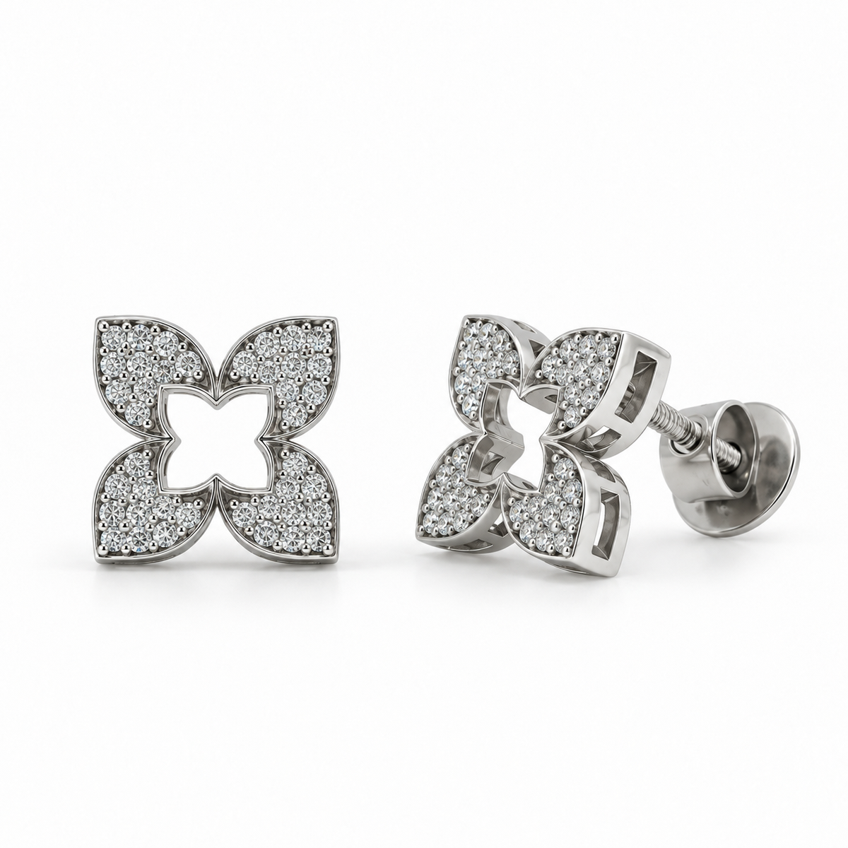 Lily Floral Shape Lab Grown Diamond Stud Earring