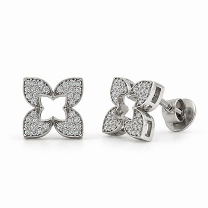 Lily Floral Shape Lab Grown Diamond Stud Earring