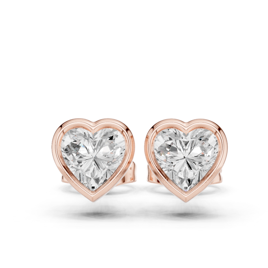 Heart Cut Lab Grown Diamond Vintage Stud Earrings