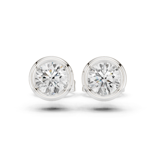 Round Cut Lab Grown Diamond Classic Stud Earrings
