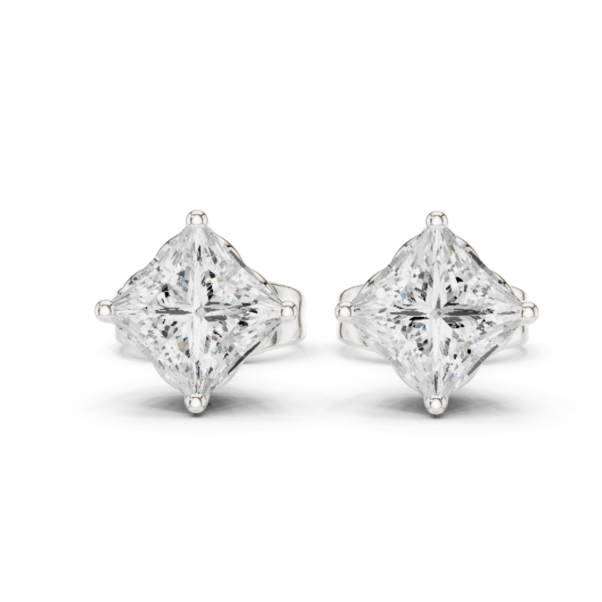 Princess Cut Lab Grown Diamond Prong Set Stud Earring