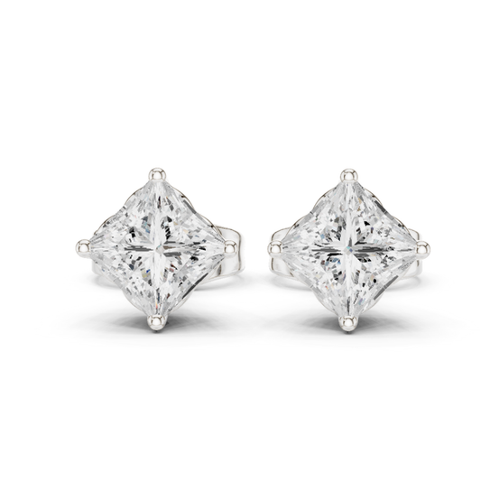 Princess Cut Lab Grown Diamond Prong Set Stud Earring