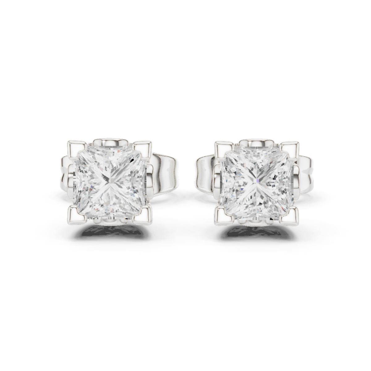 Princess Cut Lab Grown Classic Studs Solitaire Diamond Earring