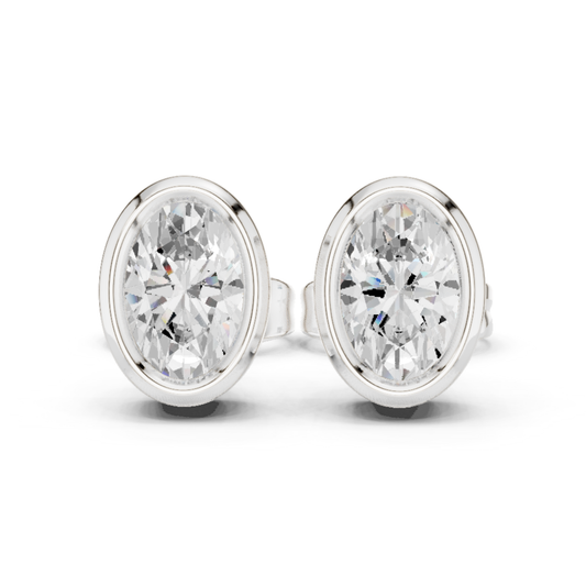 Oval Cut Lab Grown Diamond Vintage Stud Earrings