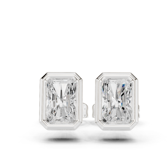 Radiant Cut Lab Grown Diamond Vintage Stud Earrings