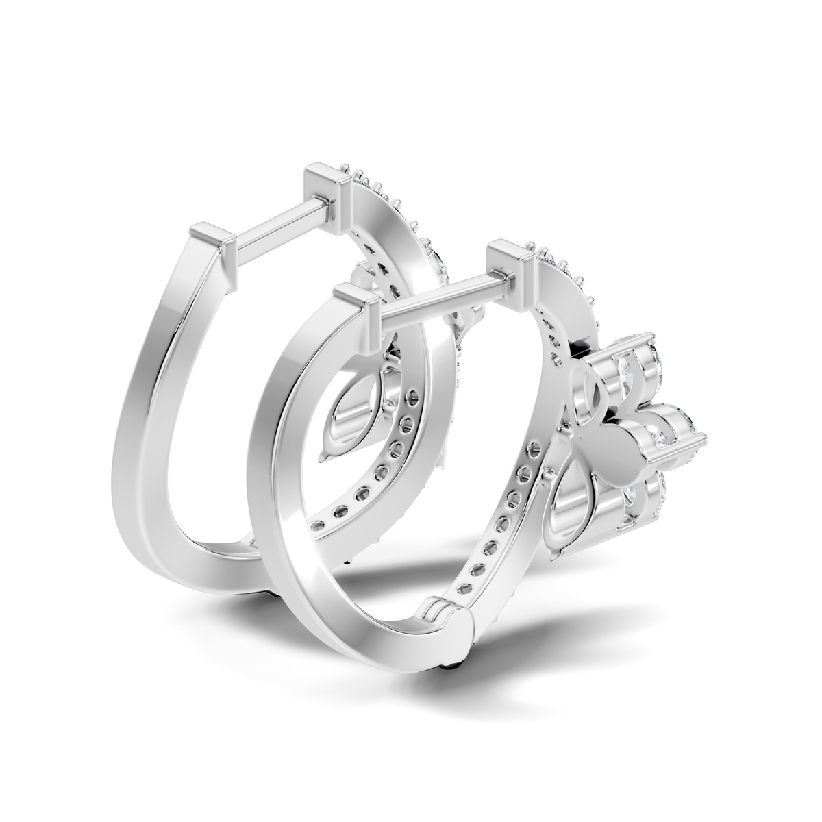 Pear and Round Cut Lab Grown Diamond Hinged Hoop Earring