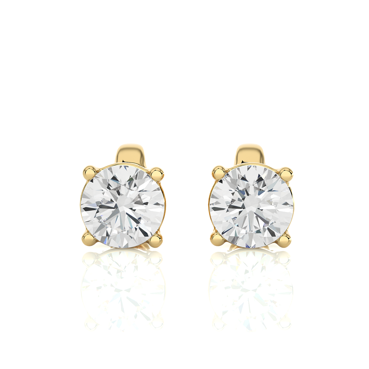 14K Yellow Gold Round Brilliant Cut Diamond Earrings