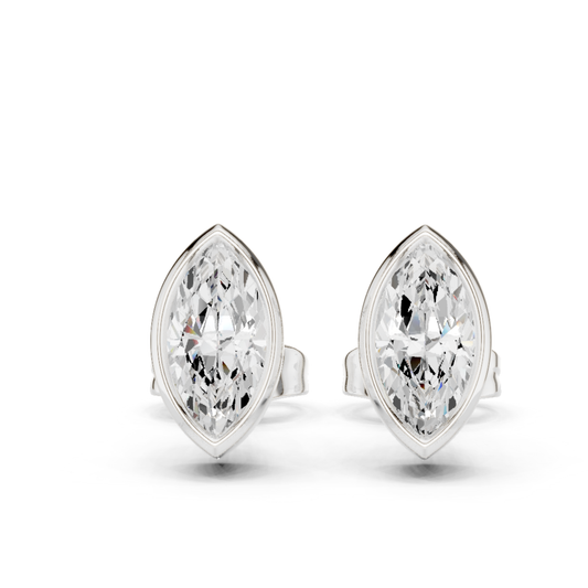 Marquise Cut Lab Grown Diamond Bezel Stud Earrings