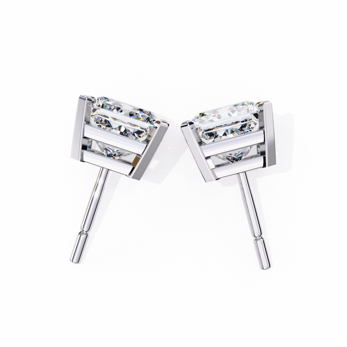 3.04Ct Princess Cut Diamond Unique Classic Dainty Sparkling Prong Set Stud Earring Gift For Her - HIGHCARAT DIAMONDS