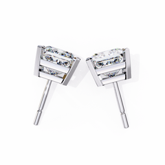 3.04Ct Princess Cut Diamond Unique Classic Dainty Sparkling Prong Set Stud Earring Gift For Her - HIGHCARAT DIAMONDS
