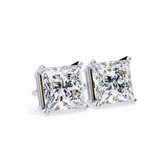 3.04Ct Princess Cut Diamond Unique Classic Dainty Sparkling Prong Set Stud Earring Gift For Her - HIGHCARAT DIAMONDS