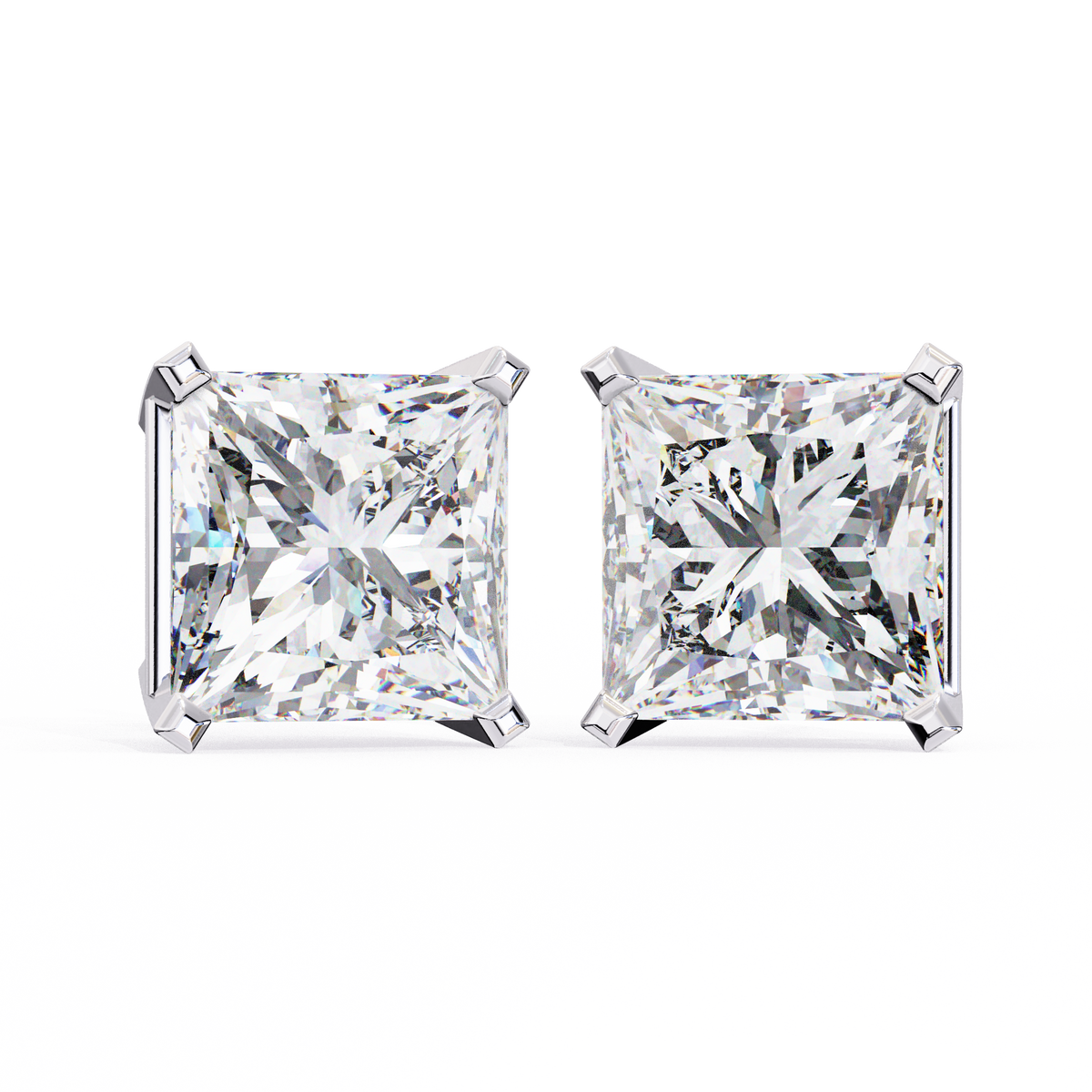 3.04Ct Princess Cut Diamond Unique Classic Dainty Sparkling Prong Set Stud Earring Gift For Her - HIGHCARAT DIAMONDS