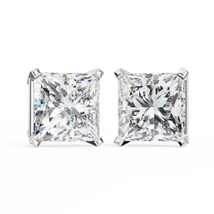 3.04Ct Princess Cut Diamond Unique Classic Dainty Sparkling Prong Set Stud Earring Gift For Her - HIGHCARAT DIAMONDS