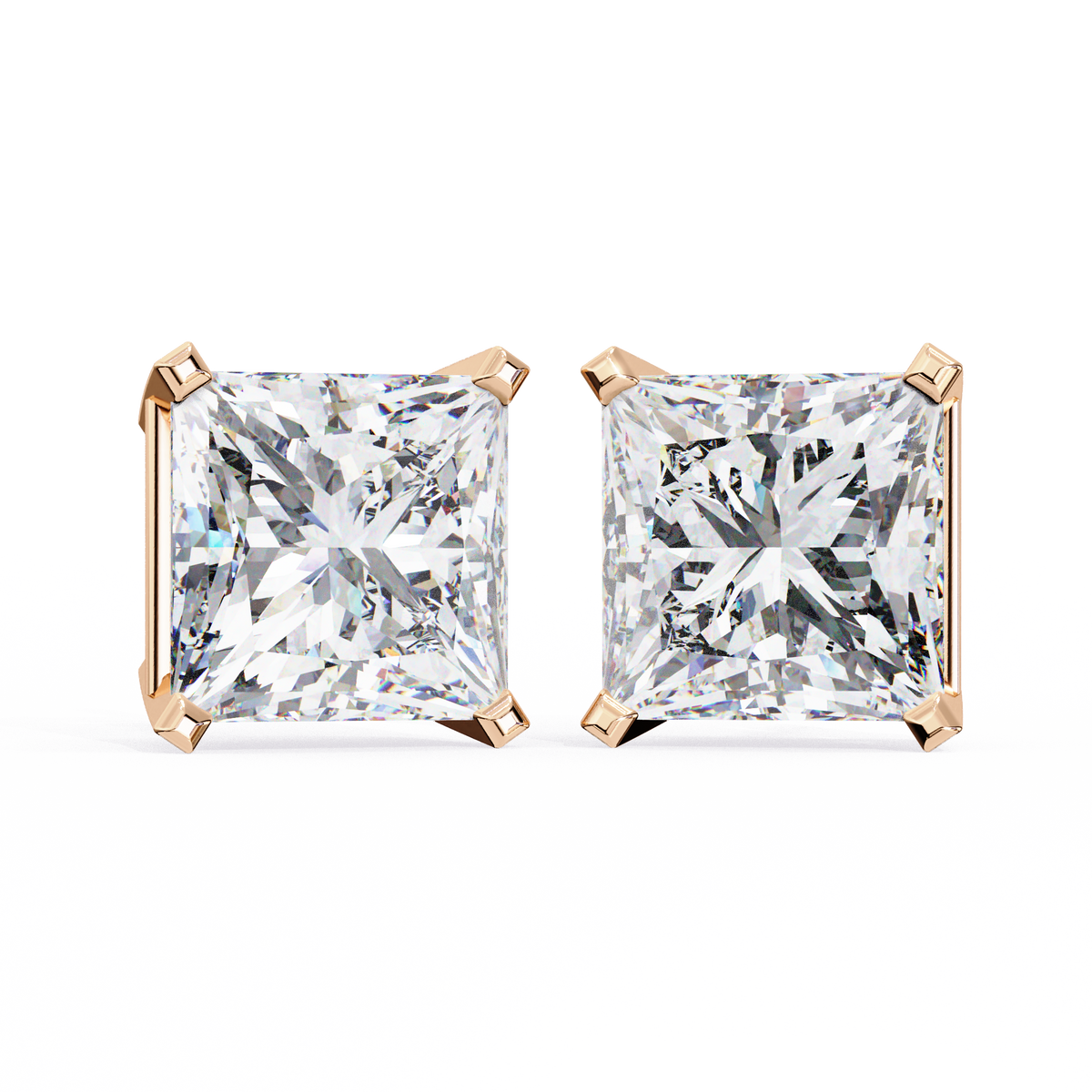 3.04Ct Princess Cut Diamond Unique Classic Dainty Sparkling Prong Set Stud Earring Gift For Her - HIGHCARAT DIAMONDS