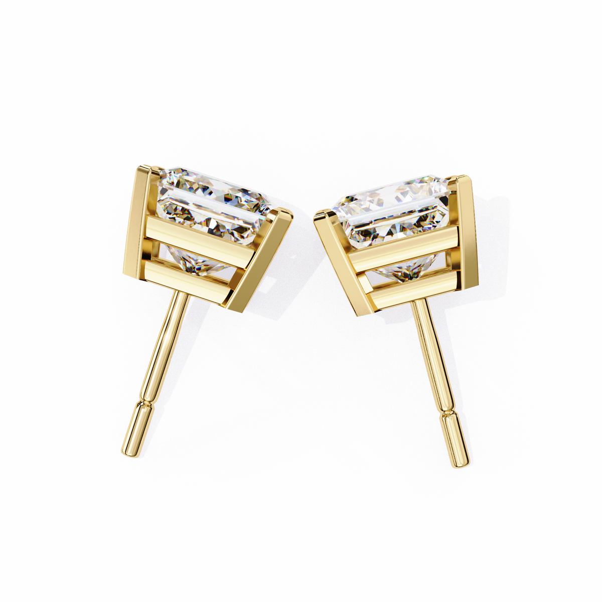 3.04Ct Princess Cut Diamond Unique Classic Dainty Sparkling Prong Set Stud Earring Gift For Her - HIGHCARAT DIAMONDS
