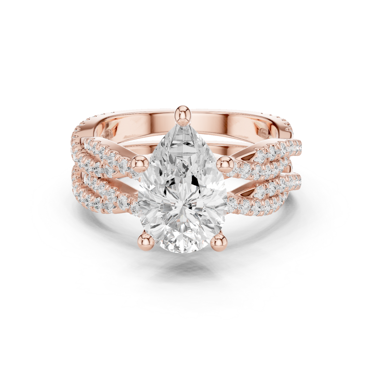 3.23 Carat Pear Cut Lab Grown And 18K Solid Yellow Gold Diamond Accented halo Ring For Women's - HIGHCARAT DIAMONDS