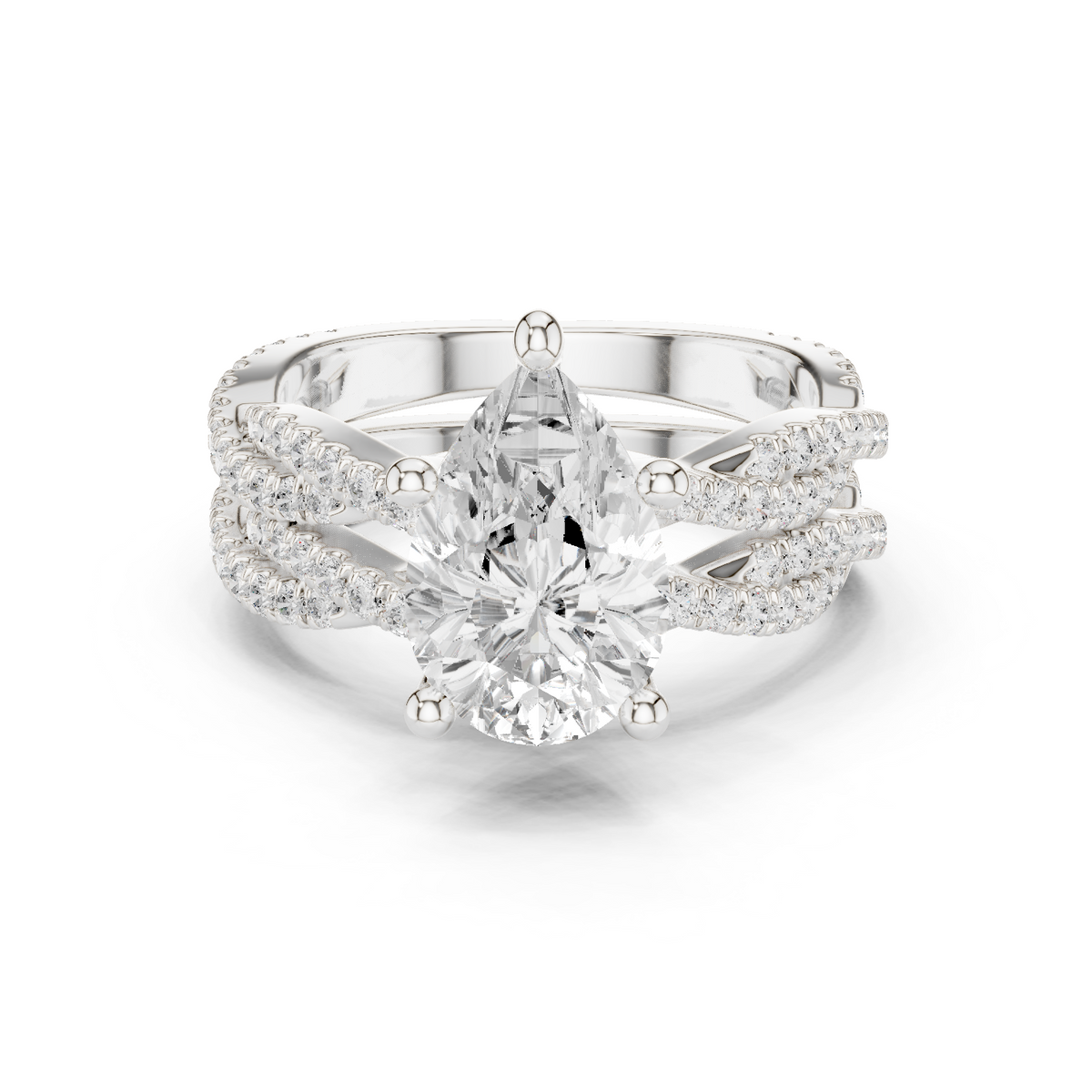 3.23 Carat Pear Cut Lab Grown And 18K Solid Yellow Gold Diamond Accented halo Ring For Women's - HIGHCARAT DIAMONDS