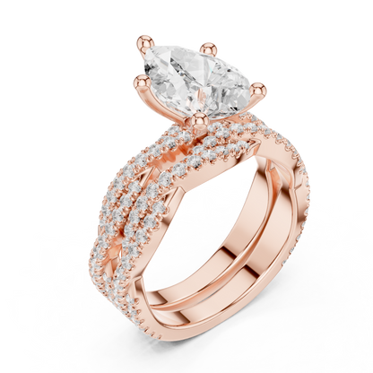 3.23 Carat Pear Cut Lab Grown And 18K Solid Yellow Gold Diamond Accented halo Ring For Women's - HIGHCARAT DIAMONDS