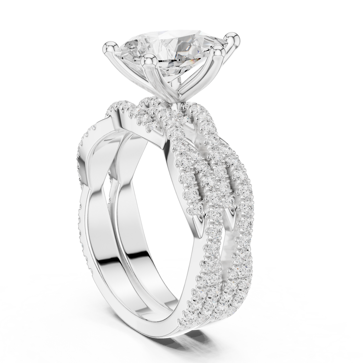 3.23 Carat Pear Cut Lab Grown And 18K Solid Yellow Gold Diamond Accented halo Ring For Women's - HIGHCARAT DIAMONDS