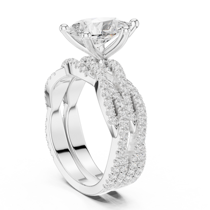 3.23 Carat Pear Cut Lab Grown And 18K Solid Yellow Gold Diamond Accented halo Ring For Women's - HIGHCARAT DIAMONDS