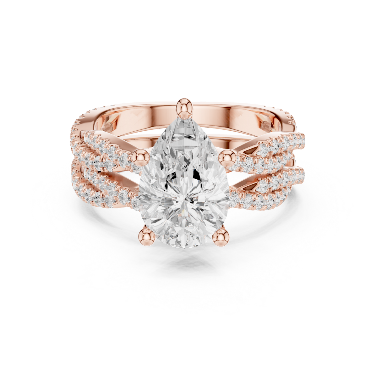 3.23 Carat Pear Cut Lab Grown And 18K Solid Yellow Gold Diamond Accented halo Ring For Women's - HIGHCARAT DIAMONDS
