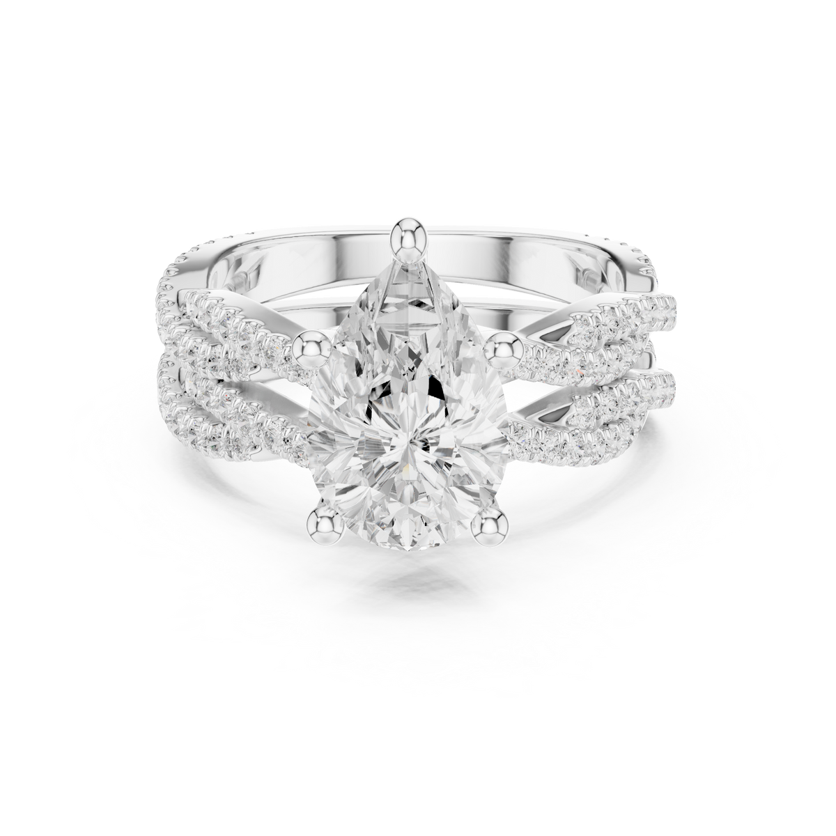 3.23 Carat Pear Cut Lab Grown And 18K Solid Yellow Gold Diamond Accented halo Ring For Women's - HIGHCARAT DIAMONDS
