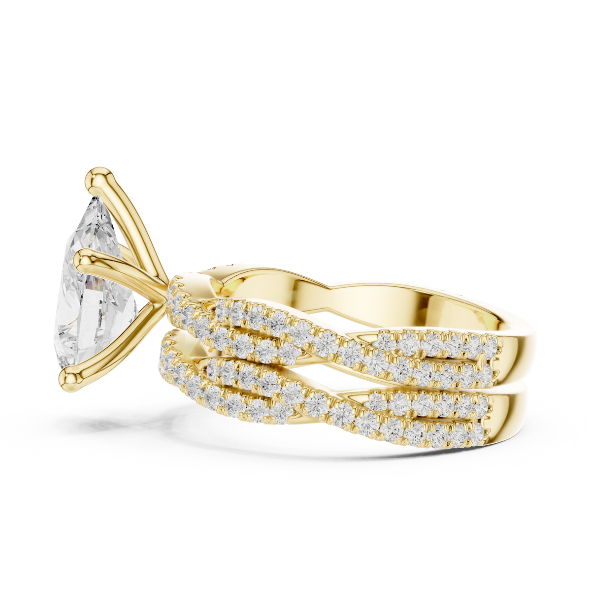 3.23 Carat Pear Cut Lab Grown And 18K Solid Yellow Gold Diamond Accented halo Ring For Women's - HIGHCARAT DIAMONDS