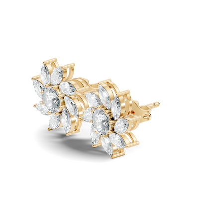 Classic 3.24 CT Lab-Grown Diamond Stud Earrings Marquise & Round Design for Her - HIGHCARAT DIAMONDS